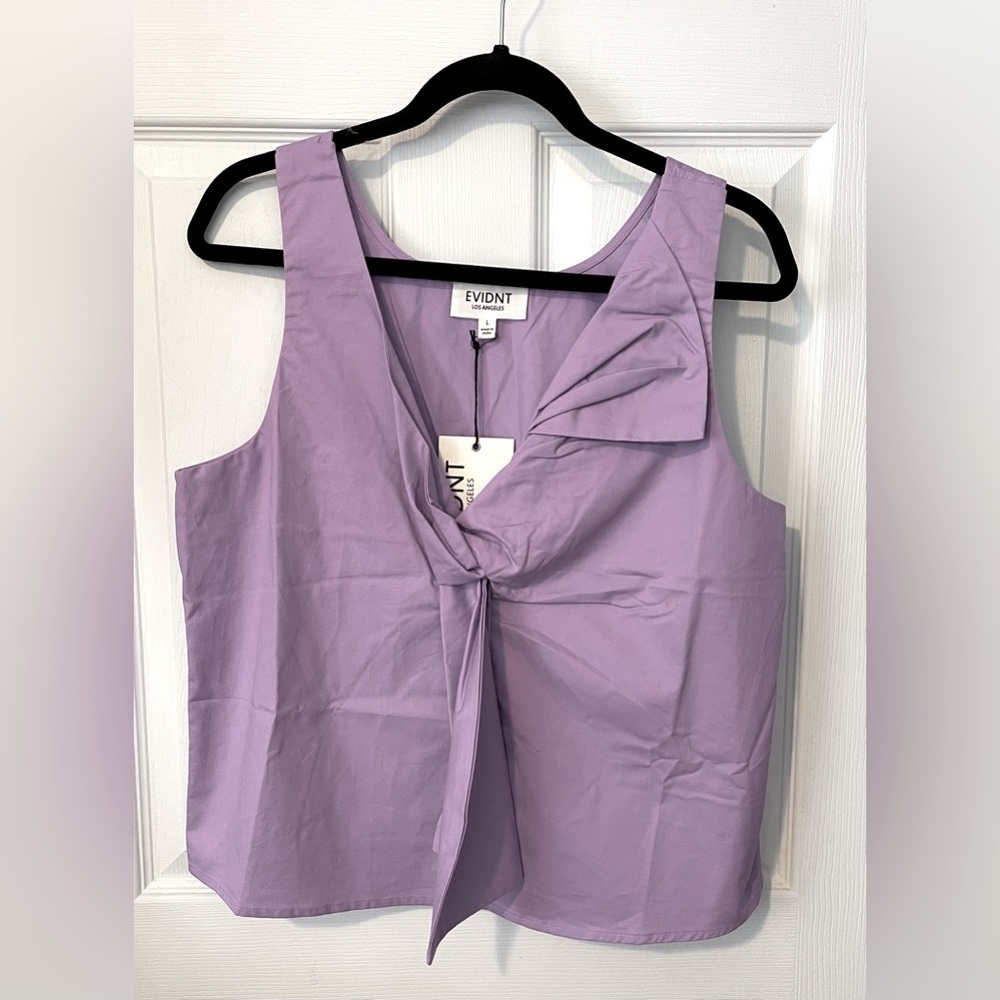 EVIDNT LOS ANGELES Bow Purple Cotton Top Size L